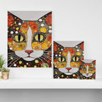 Gustav Klimt Style Cat with Magnificent Whiskers Canvas Print Gallery Image 3