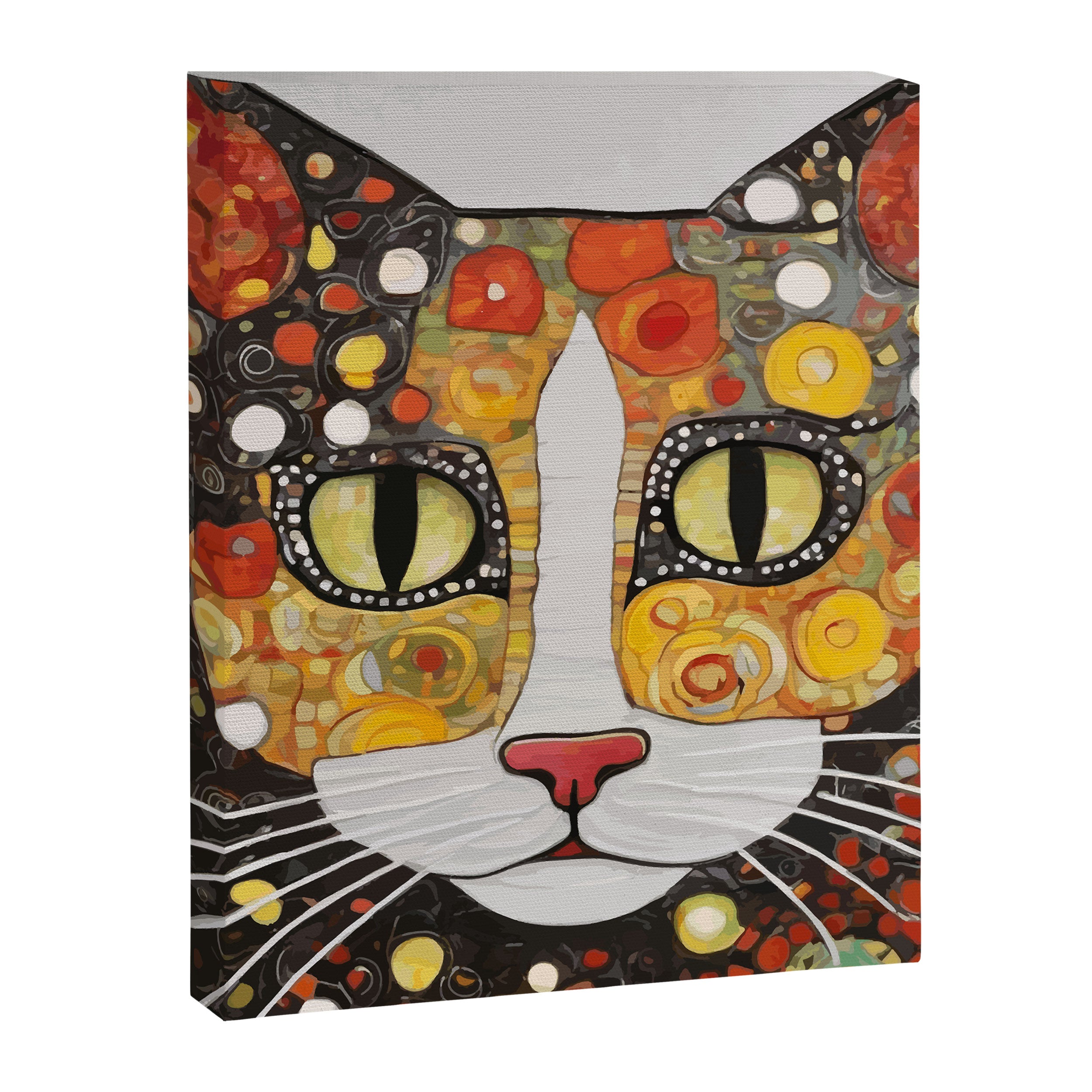Gustav Klimt Style Cat with Magnificent Whiskers Canvas Print Gallery Image 8