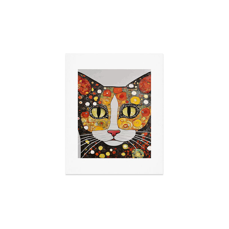 Gustav Klimt Style Cat with Magnificent Whiskers Art Print Gallery Image 1