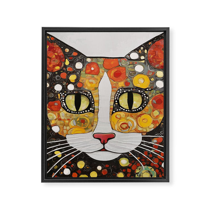 Gustav Klimt Style Cat with Magnificent Whiskers Framed Canvas Print Gallery Image 1