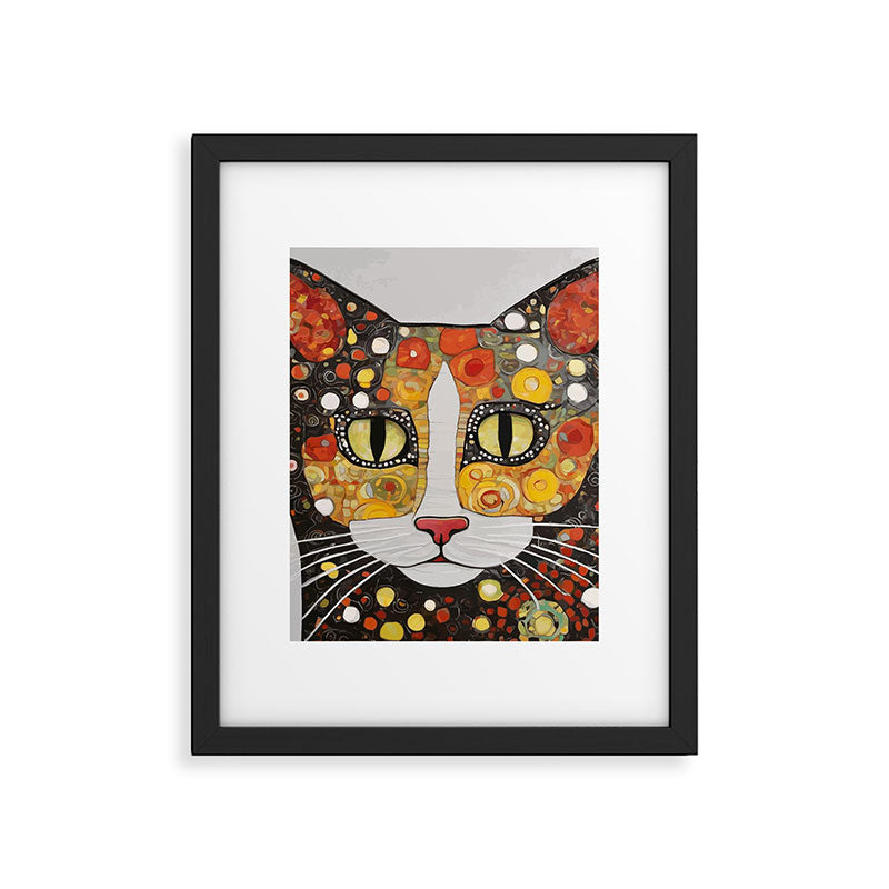 Gustav Klimt Style Cat with Magnificent Whiskers Framed Art Print Gallery Image 6
