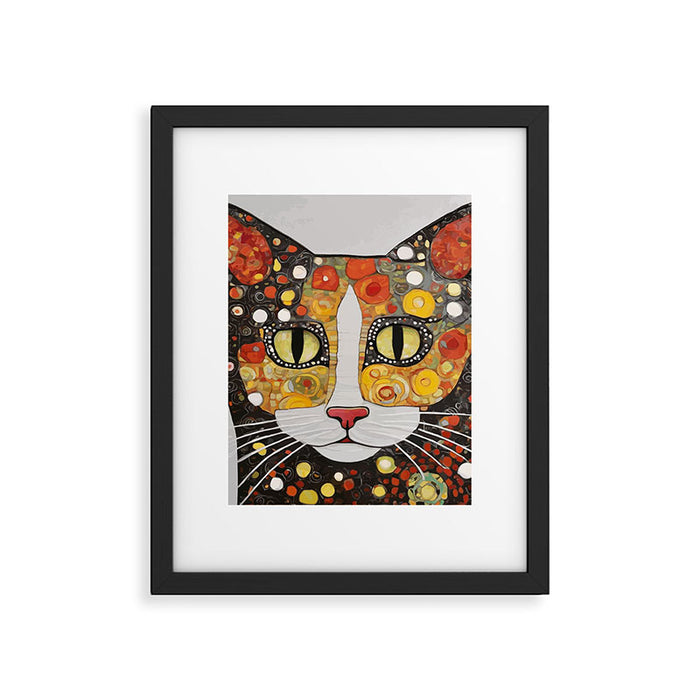 Gustav Klimt Style Cat with Magnificent Whiskers Framed Art Print Gallery Image 1