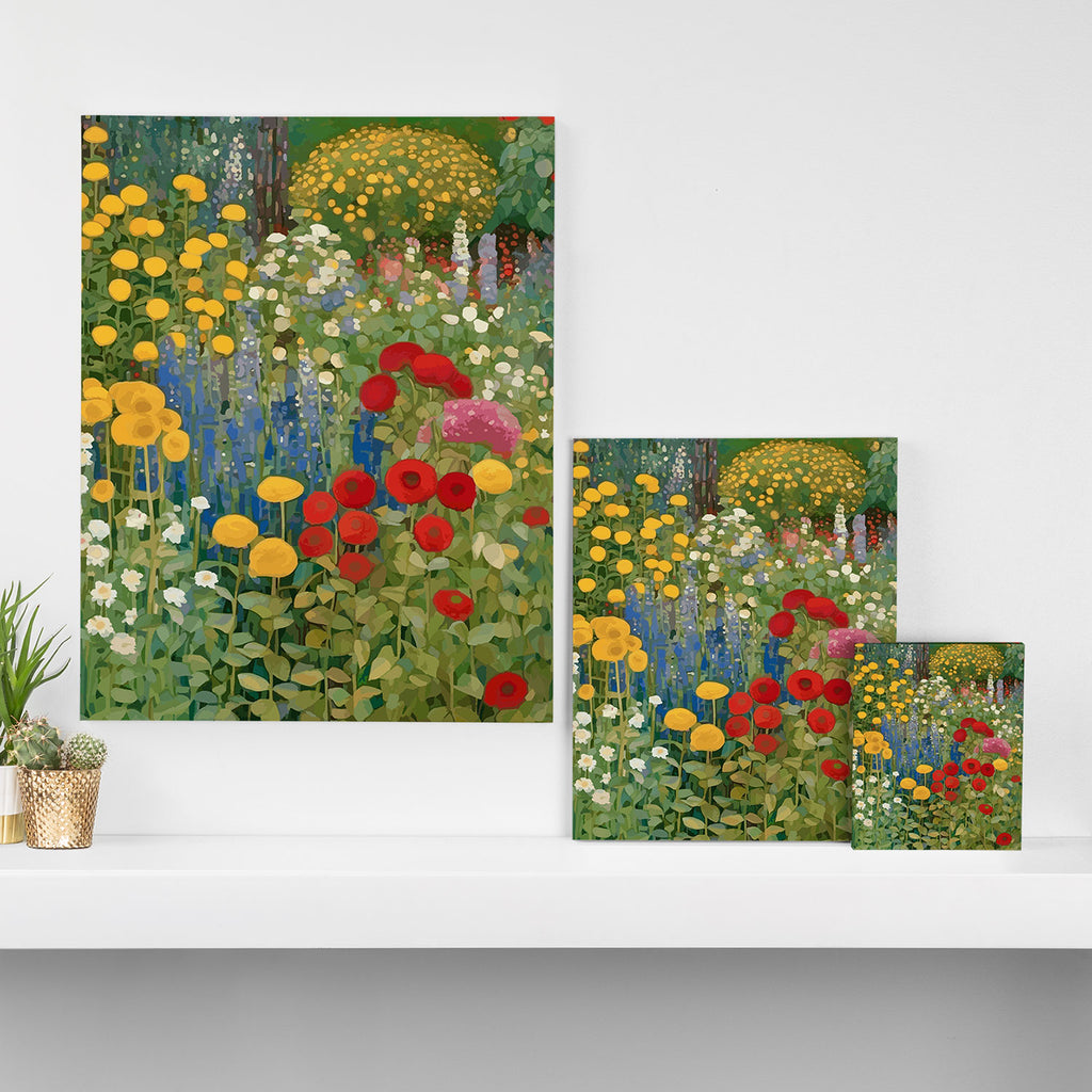 Gustav Klimt Style Colorful Flower Garden Canvas Print Gallery Image 3