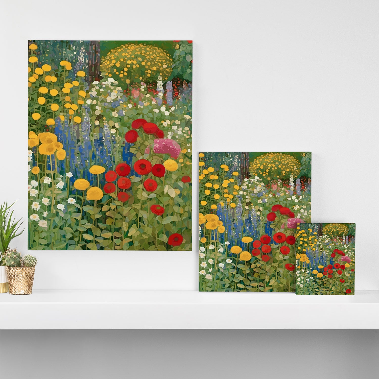 Gustav Klimt Style Colorful Flower Garden Canvas Print Gallery Image 3