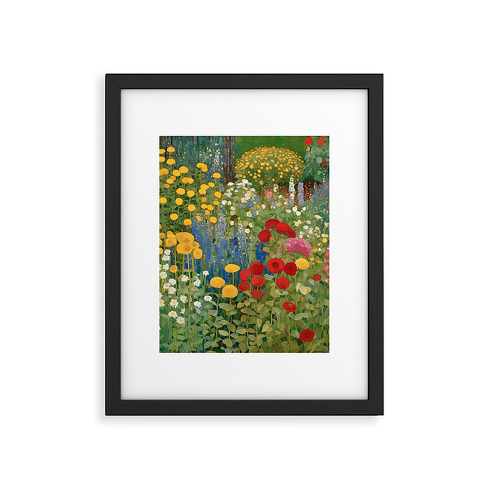 Gustav Klimt Style Colorful Flower Garden Framed Art Print Gallery Image 1