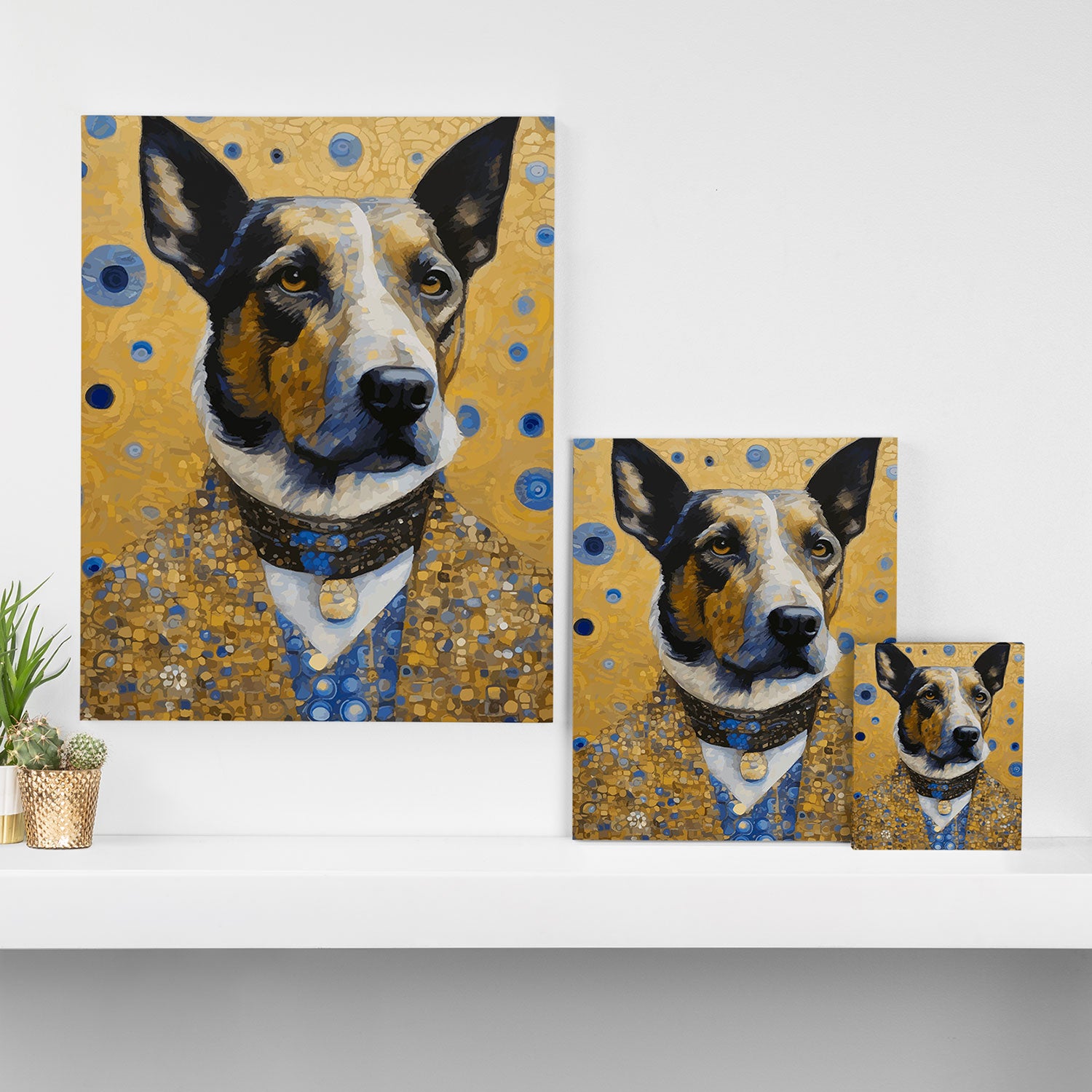 Gustav Klimt Style Distinguished Dog with Gold Medal Canvas Print Gallery Image 3