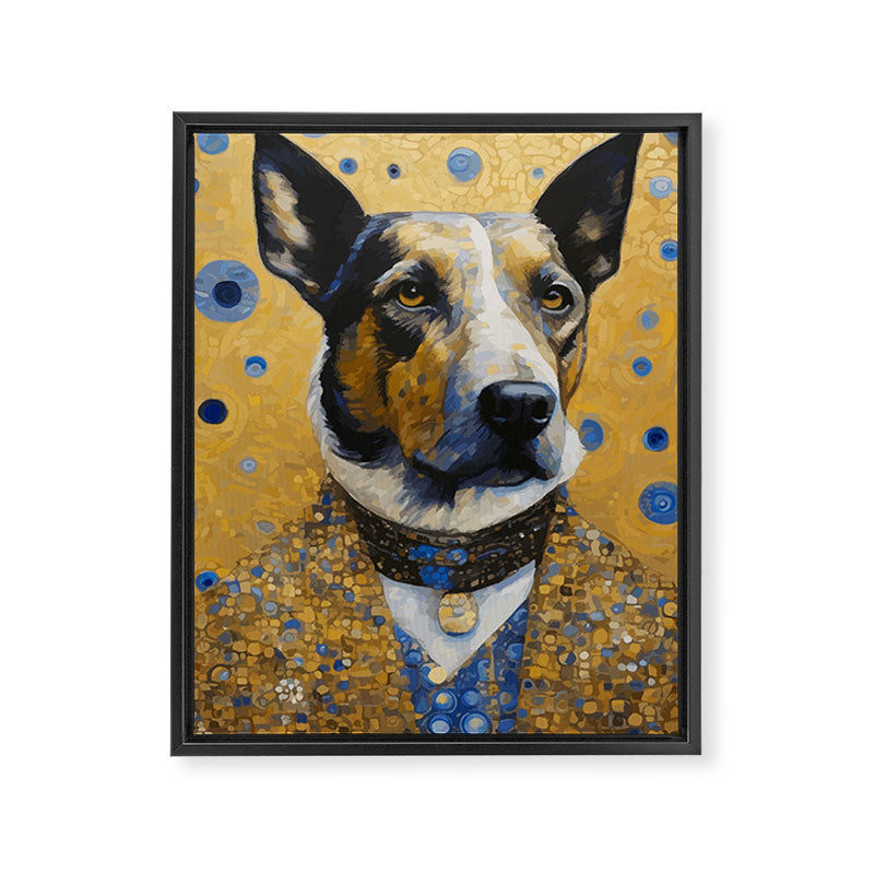 Gustav Klimt Style Distinguished Dog with Gold Medal Framed Canvas Print Gallery Image 8
