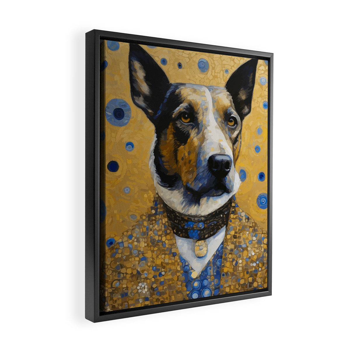 Gustav Klimt Style Distinguished Dog with Gold Medal Framed Canvas Print Gallery Image 2