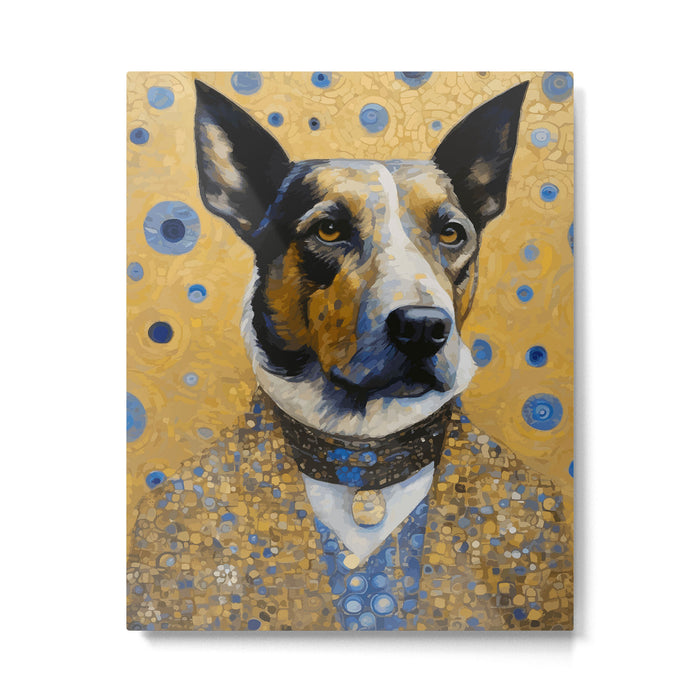 Gustav Klimt Style Distinguished Dog with Gold Medal Metal Print Gallery Image 1