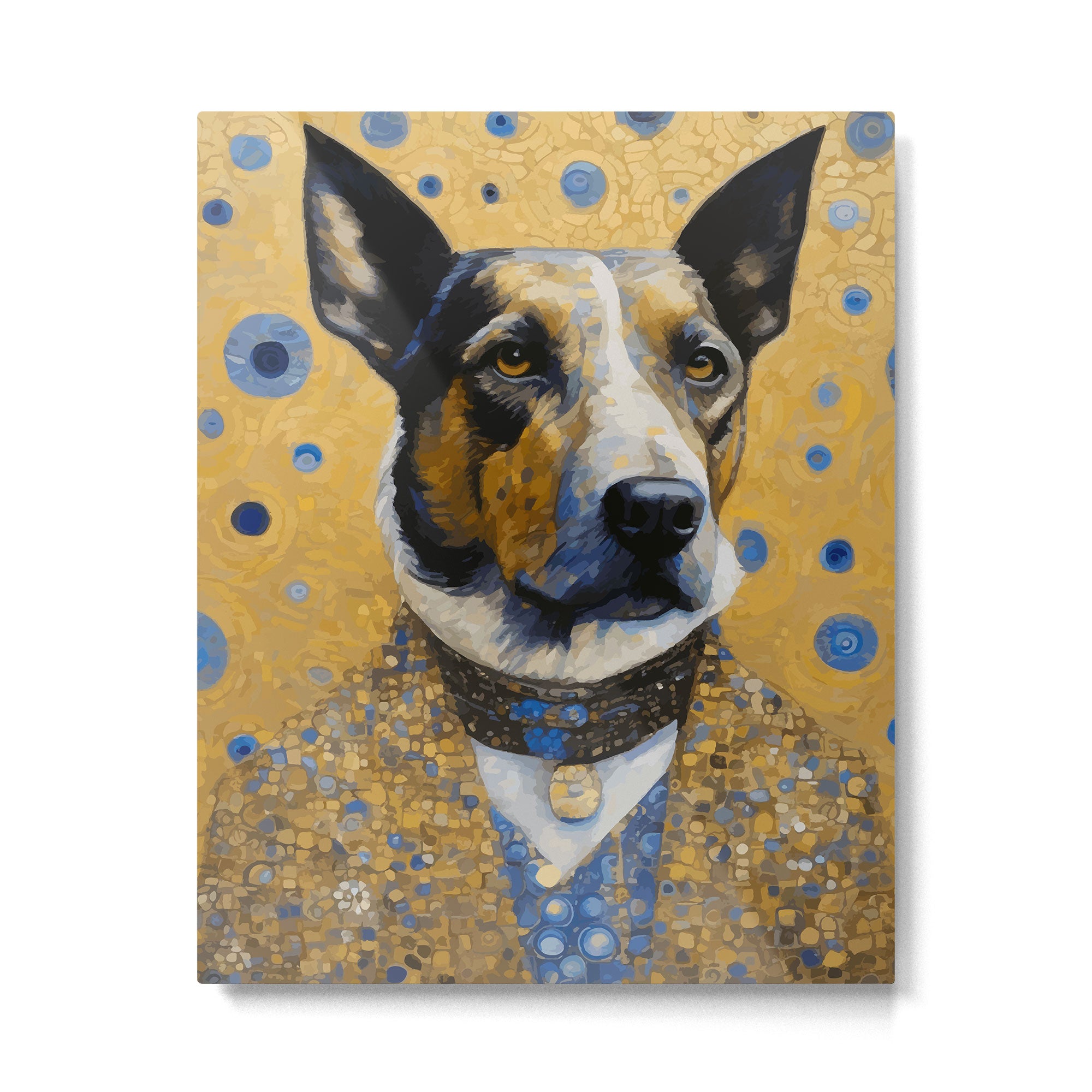 Gustav Klimt Style Distinguished Dog with Gold Medal Metal Print Gallery Image 6