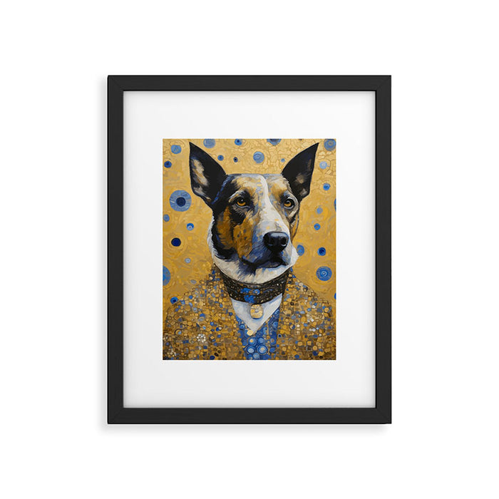 Gustav Klimt Style Distinguished Dog with Gold Medal Framed Art Print Gallery Image 1