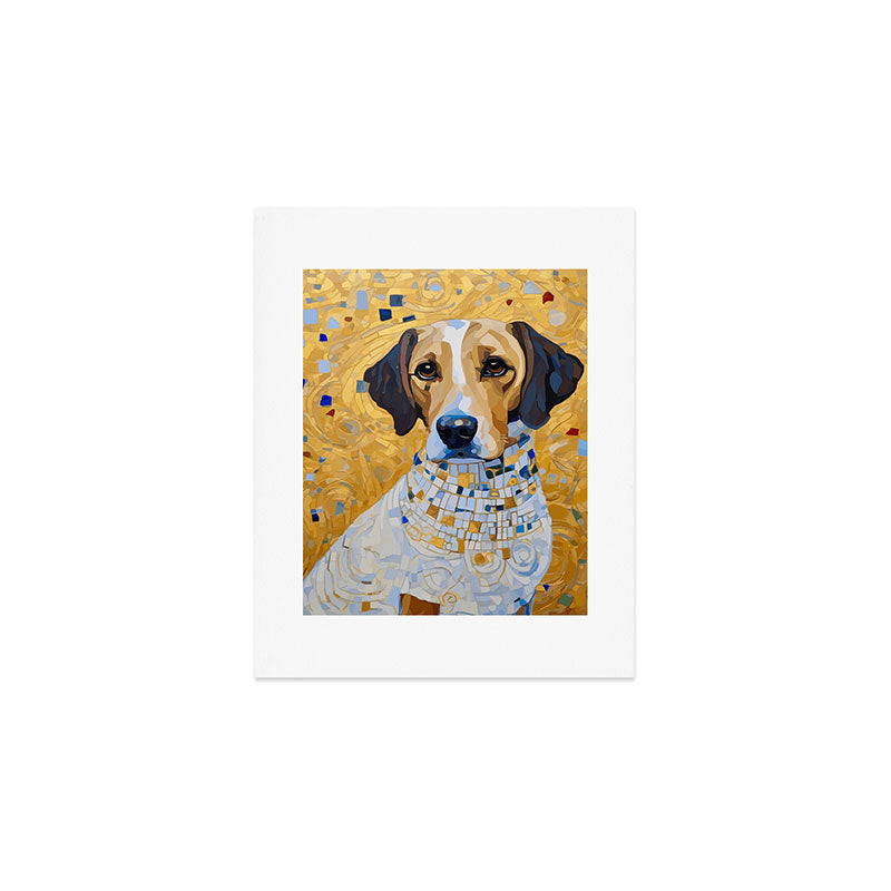 Gustav Klimt Style Dog in a Beautiful Dress Art Print Gallery Image 1