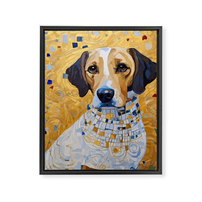 Gustav Klimt Style Dog in a Beautiful Dress Framed Canvas Print Gallery Image 3