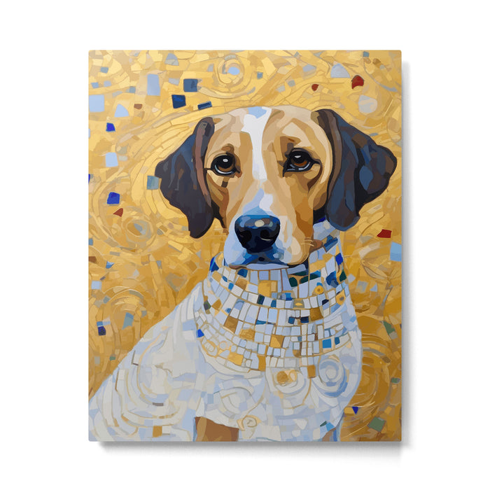 Gustav Klimt Style Dog in a Beautiful Dress Metal Print Gallery Image 1