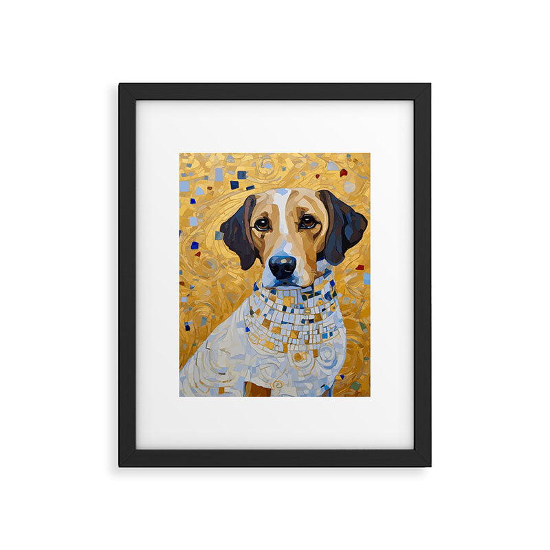 Gustav Klimt Style Dog in a Beautiful Dress Framed Art Print Gallery Image 6