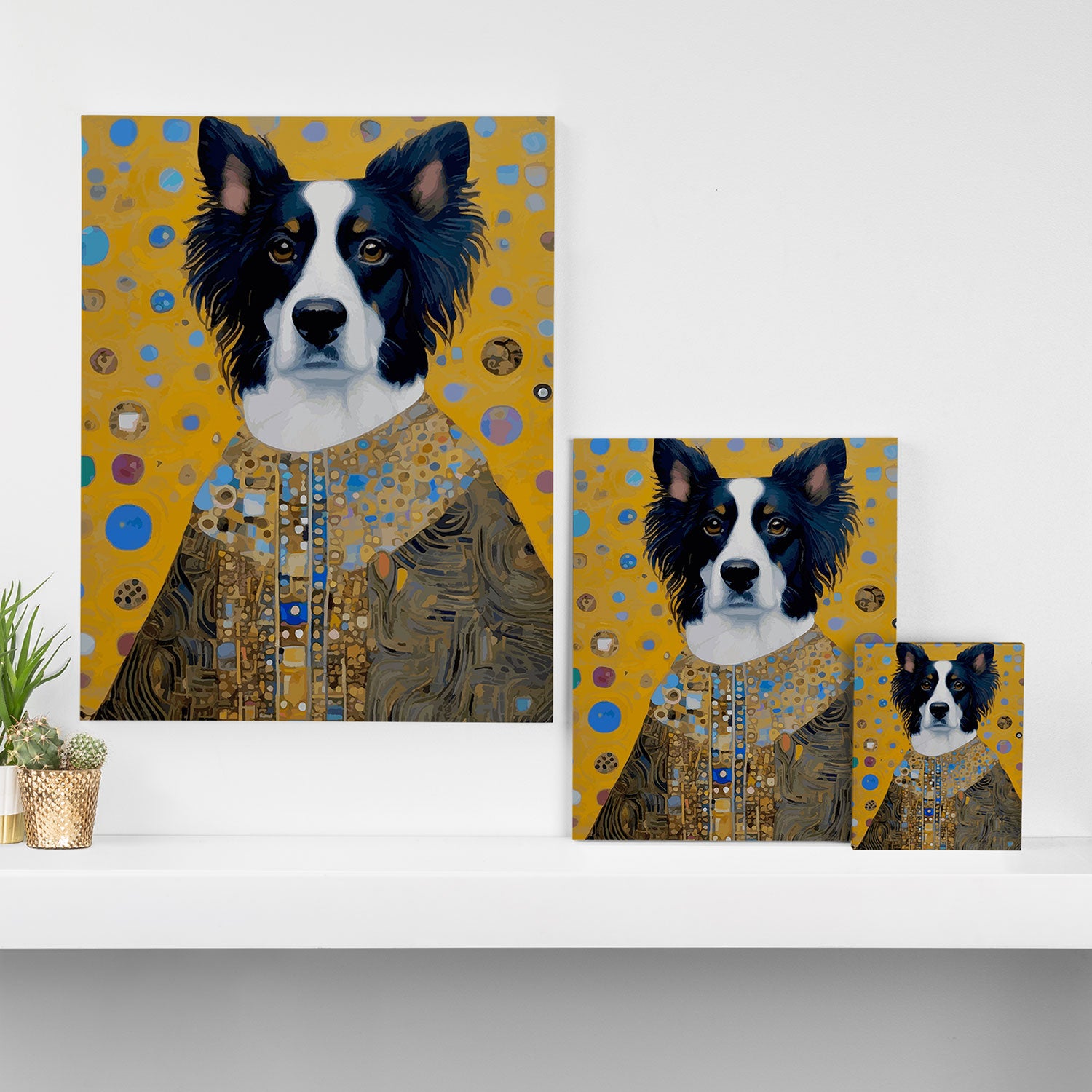 Gustav Klimt Style Dog in a Ceremonial Robe Canvas Print Gallery Image 3