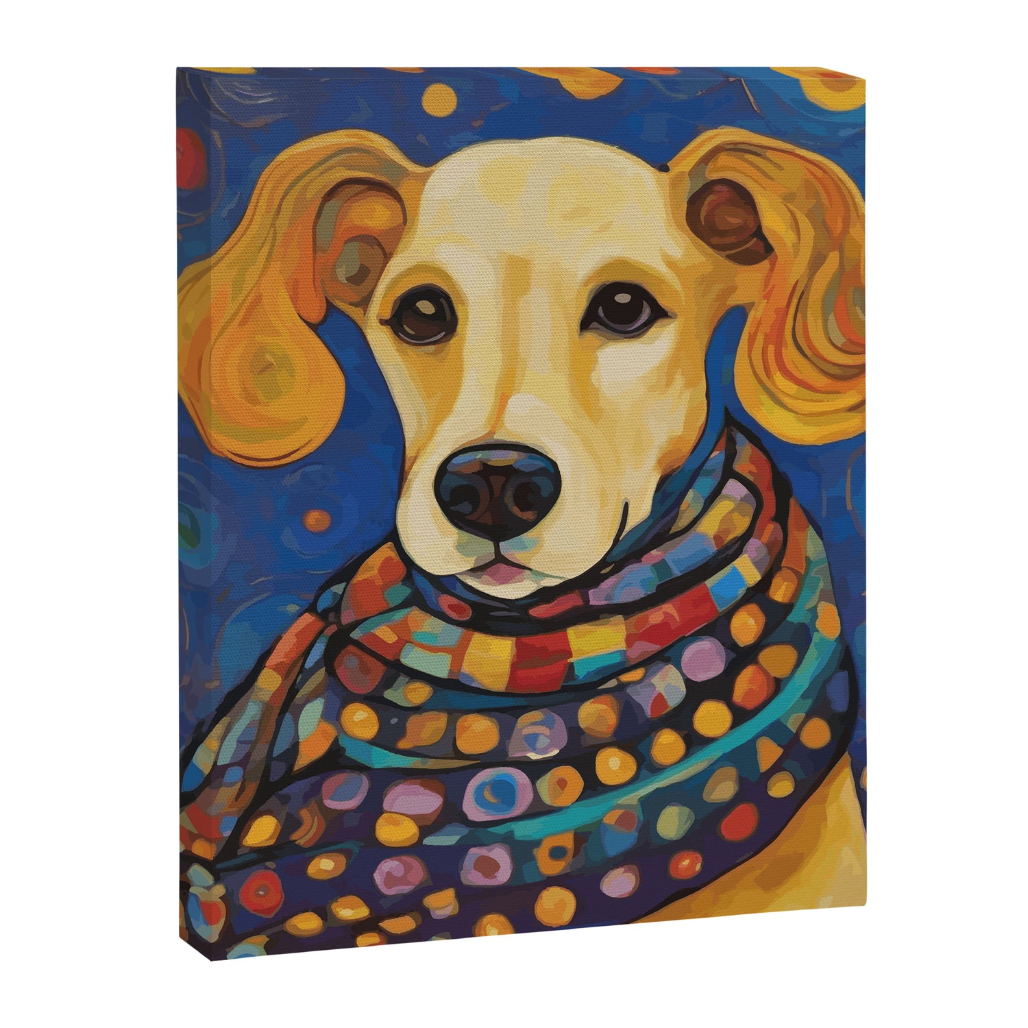 Gustav Klimt Style Dog in a Starry Night Landscape  Canvas Print Gallery Image 3