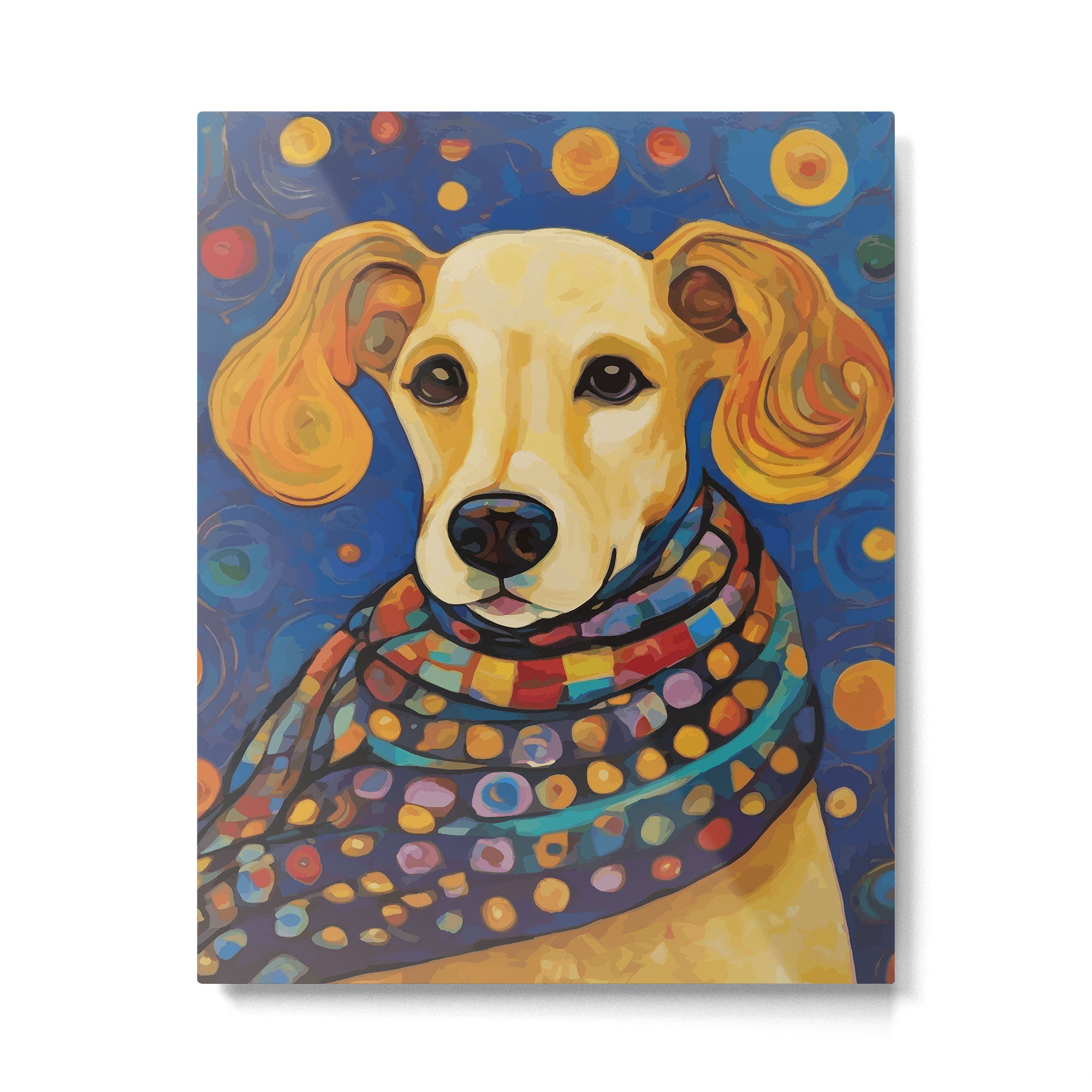Gustav Klimt Style Dog in a Starry Night Landscape  Metal Print Gallery Image 6