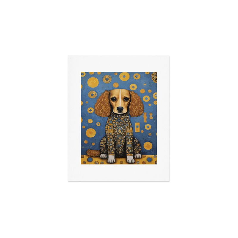 Gustav Klimt Style Dog in Blue and Gold Costume Art Print Gallery Image 1