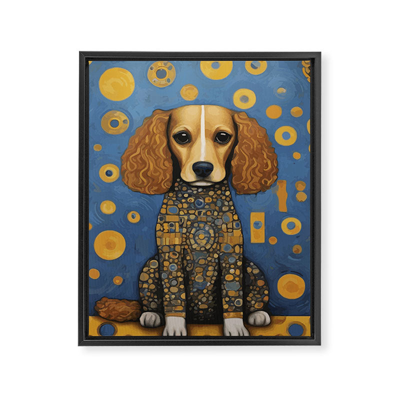 Gustav Klimt Style Dog in Blue and Gold Costume Framed Canvas Print Gallery Image 8