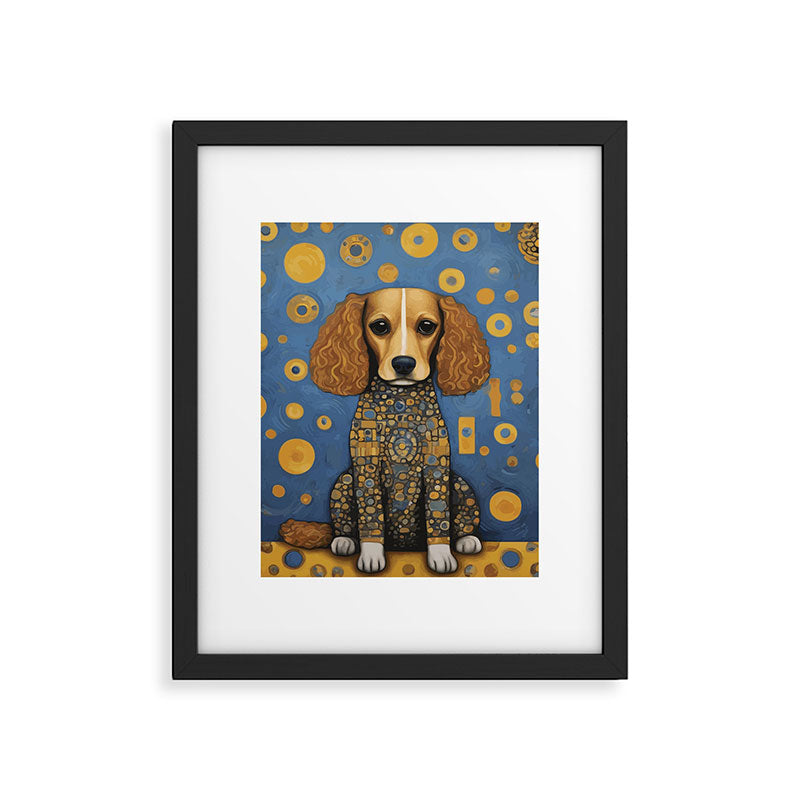 Gustav Klimt Style Dog in Blue and Gold Costume Framed Art Print Gallery Image 6