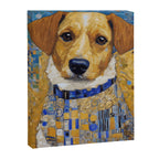 Gustav Klimt Style Dog in Blue and White Ruffled Collar Canvas Print Gallery Image 3