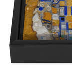 Gustav Klimt Style Dog in Blue and White Ruffled Collar Framed Canvas Print Gallery Image 3