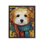 Gustav Klimt Style Dog with a Colorful Scarf Framed Canvas Print Gallery Image 3