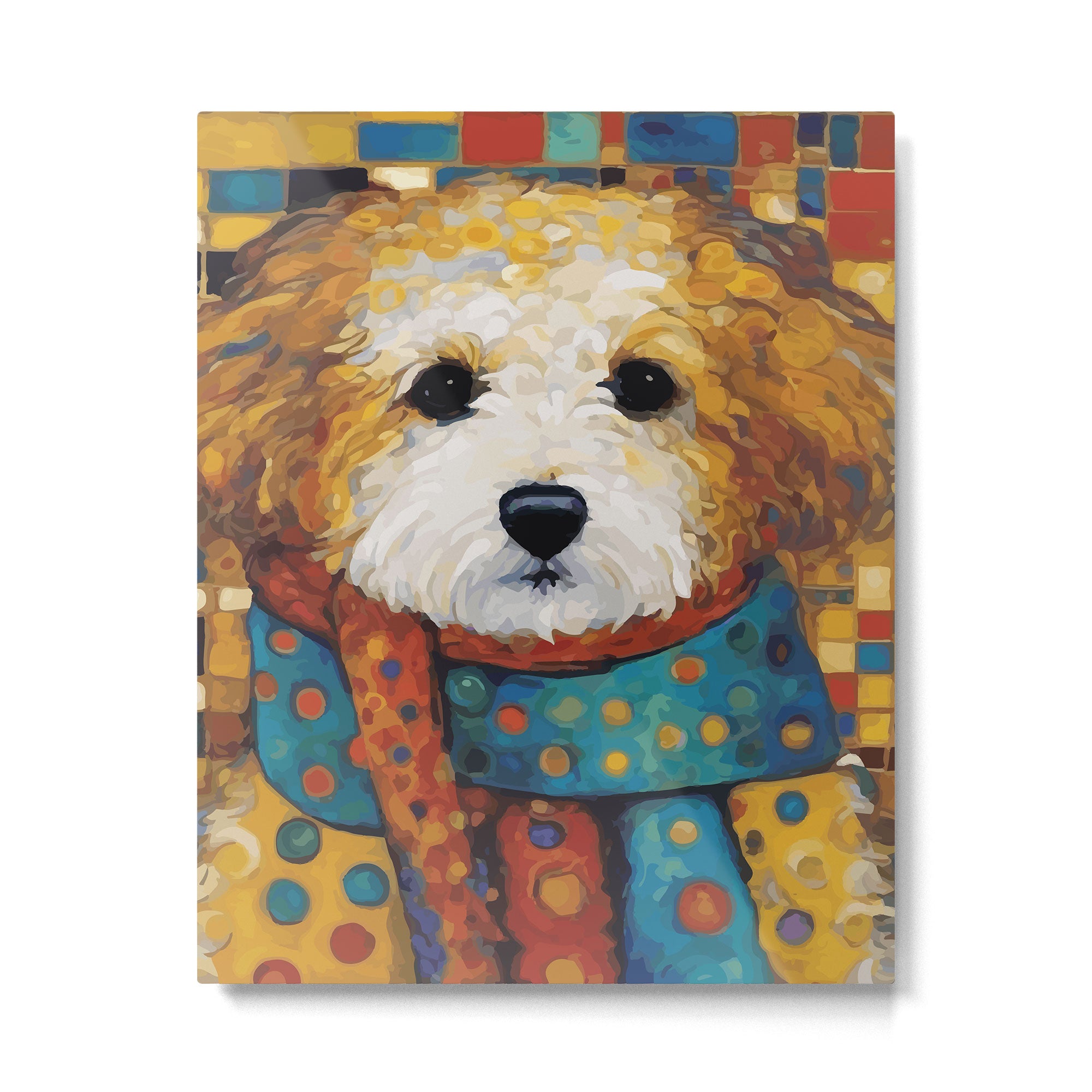 Gustav Klimt Style Dog with a Colorful Scarf Metal Print Gallery Image 6