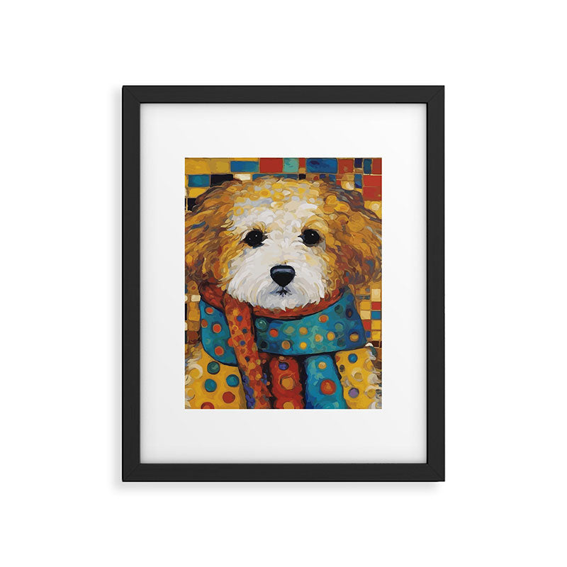 Gustav Klimt Style Dog with a Colorful Scarf Framed Art Print Gallery Image 6