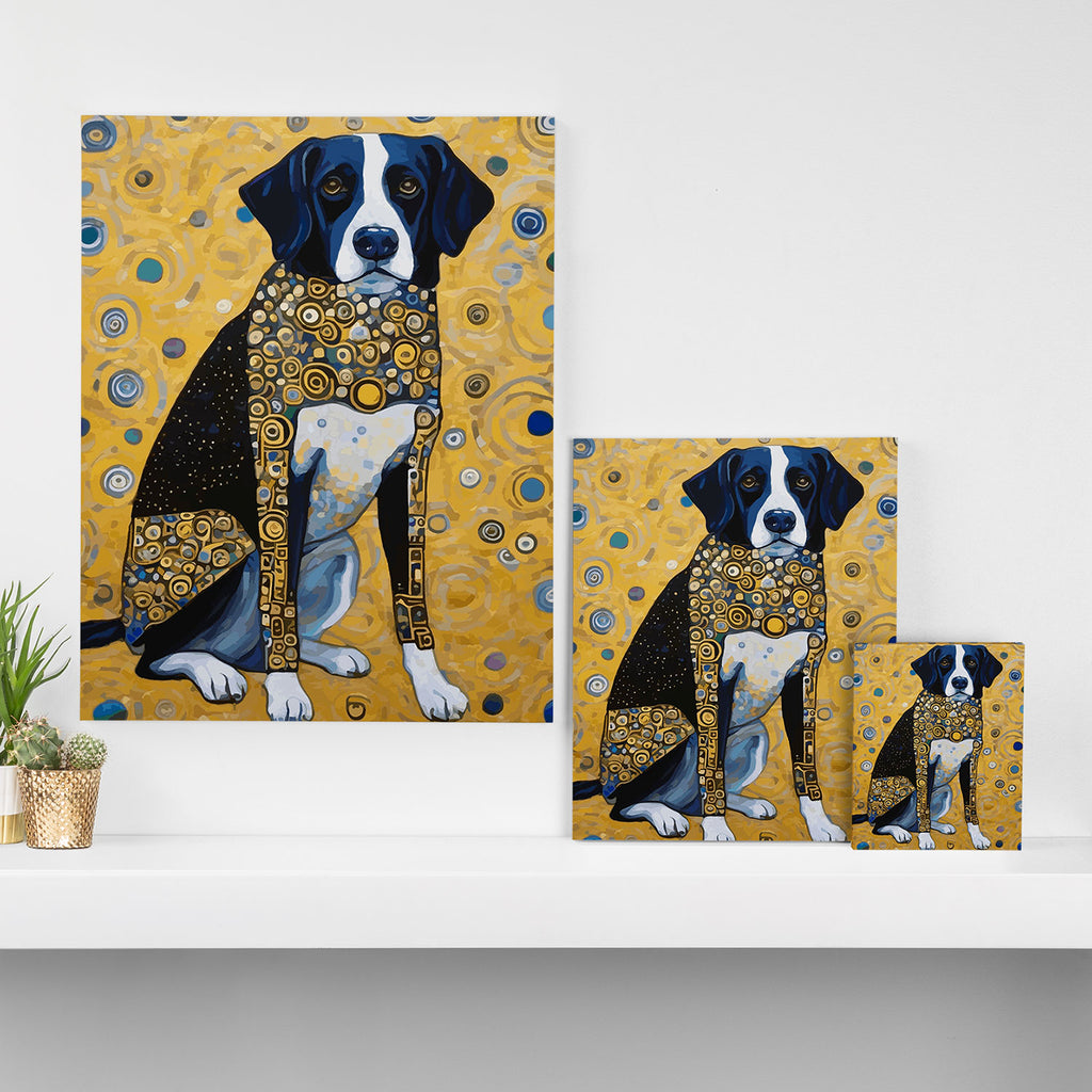 Gustav Klimt Style Dog with Blue and Gold Coat Canvas Print Gallery Image 3