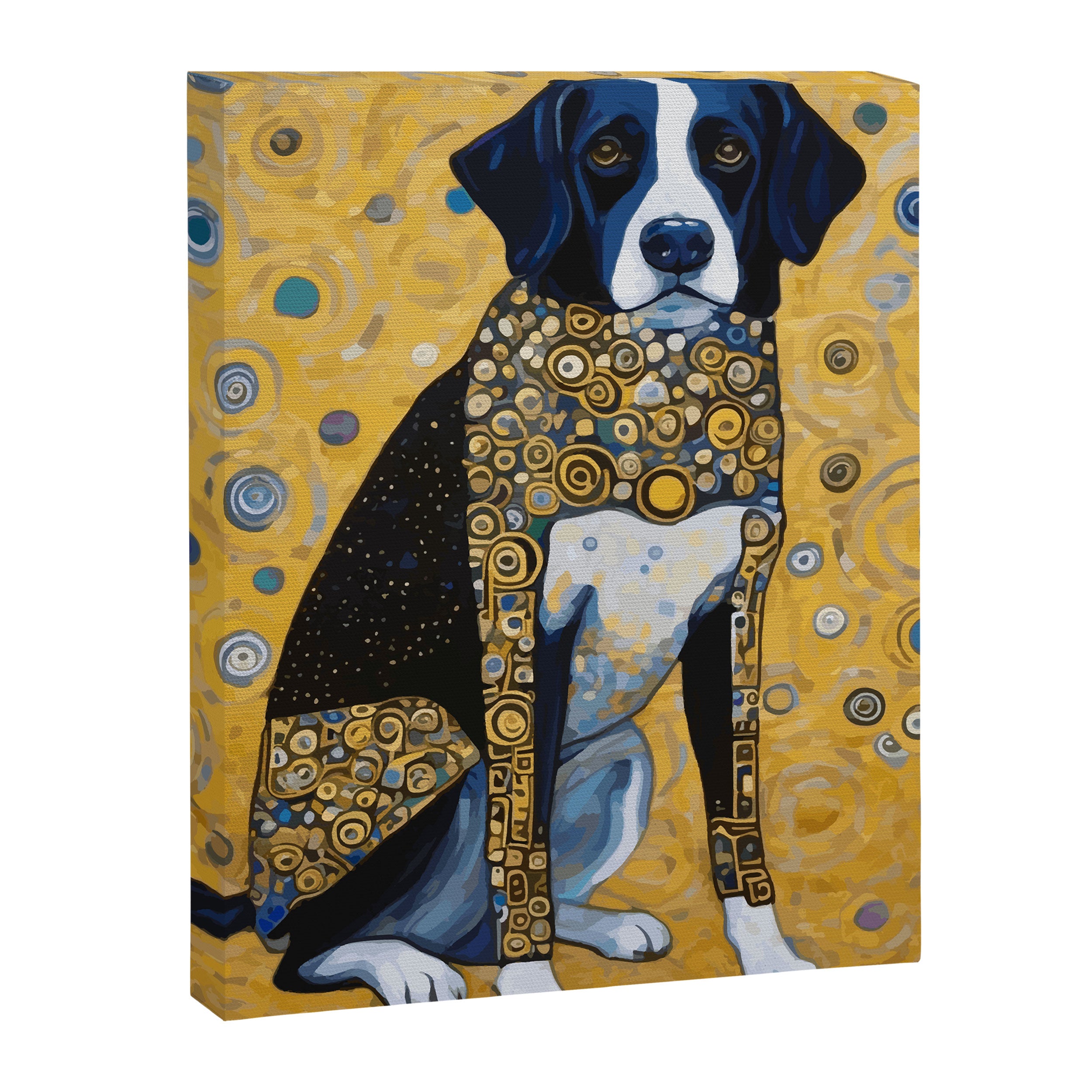 Gustav Klimt Style Dog with Blue and Gold Coat Canvas Print Gallery Image 8