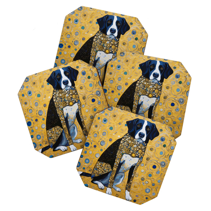 Gustav Klimt Style Dog with Blue and Gold Coat Coaster Gallery Image 1