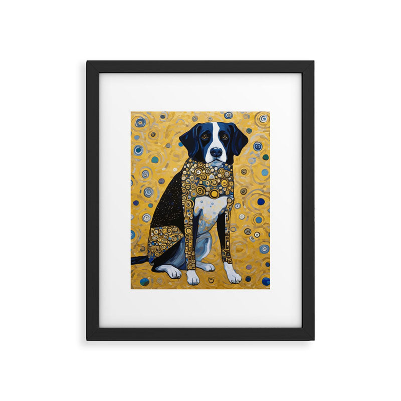 Gustav Klimt Style Dog with Blue and Gold Coat Framed Art Print Gallery Image 6