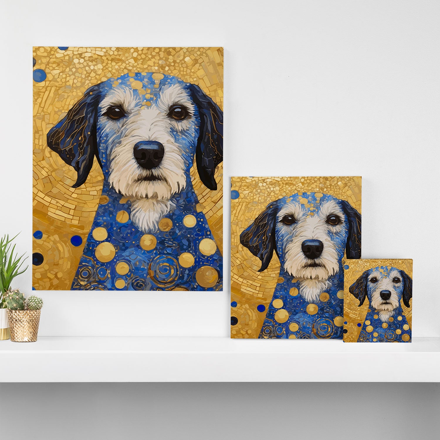 Gustav Klimt Style Dog with Blue and Gold Costume Canvas Print Gallery Image 3