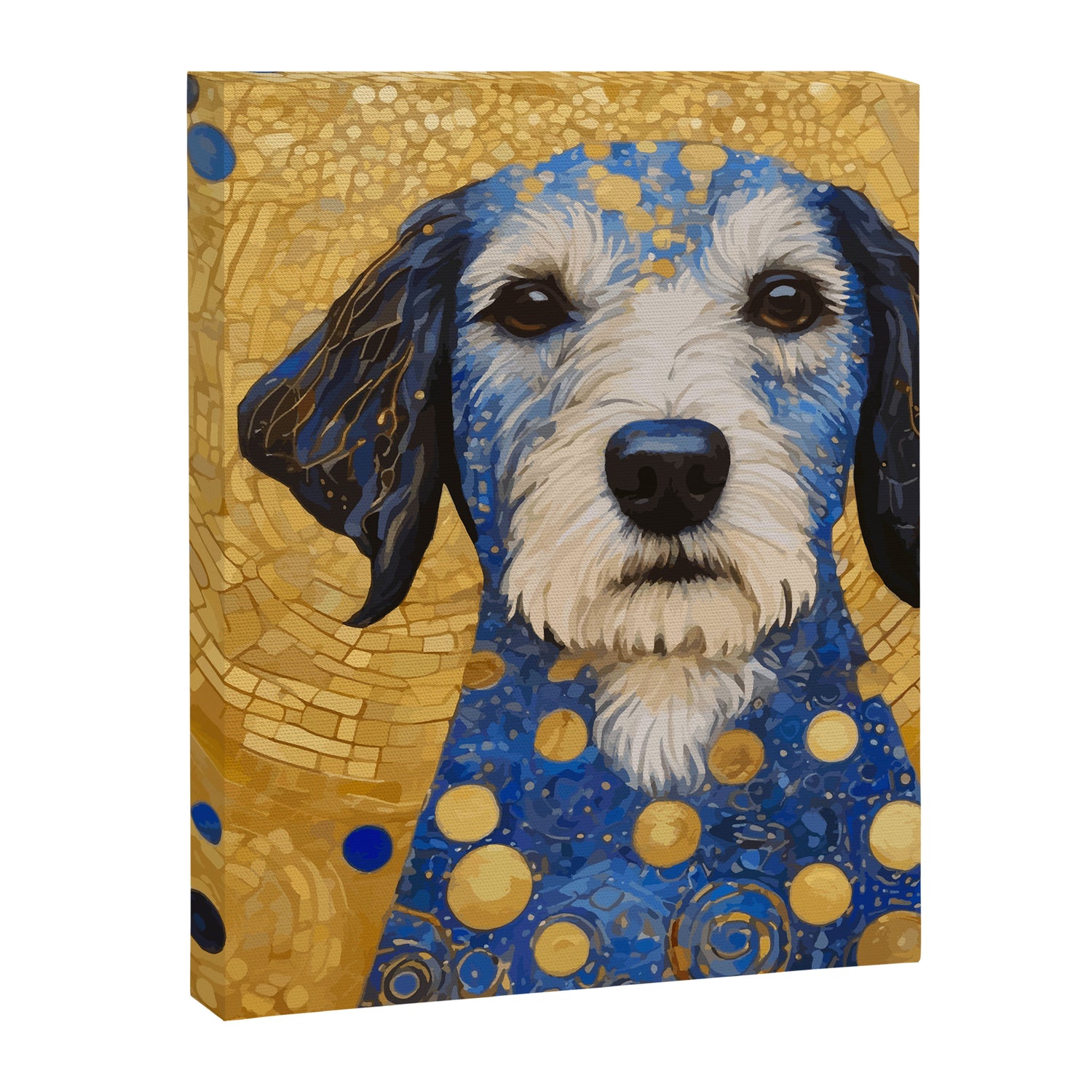 Gustav Klimt Style Dog with Blue and Gold Costume Canvas Print Gallery Image 3