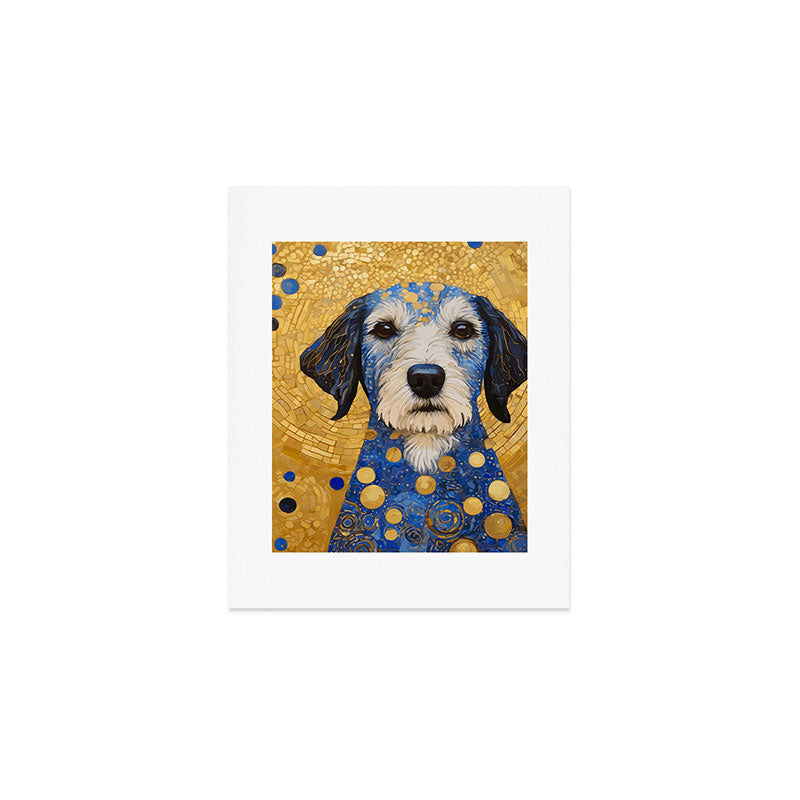 Gustav Klimt Style Dog with Blue and Gold Costume Art Print Gallery Image 1