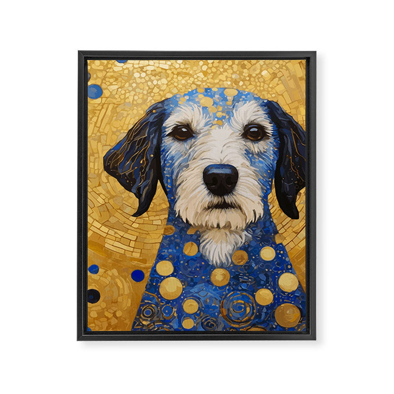 Gustav Klimt Style Dog with Blue and Gold Costume Framed Canvas Print Gallery Image 3