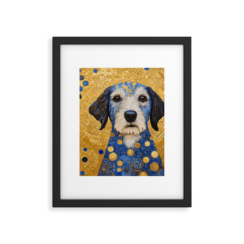 Gustav Klimt Style Dog with Blue and Gold Costume Framed Art Print Gallery Image 6