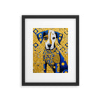 Gustav Klimt Style Dog with Blue and Gold Geometric Patterns Framed Art Print Gallery Image 6