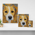 Gustav Klimt Style Dog with Blue and Gold Patterns Canvas Print Gallery Image 3
