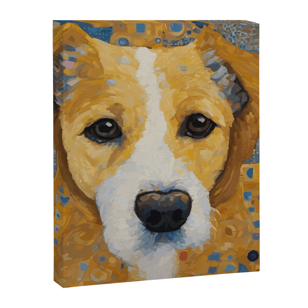Gustav Klimt Style Dog with Blue and Gold Patterns Canvas Print Gallery Image 3