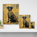 Gustav Klimt Style Dog with Blue and Gold Patterns Canvas Print Gallery Image 3