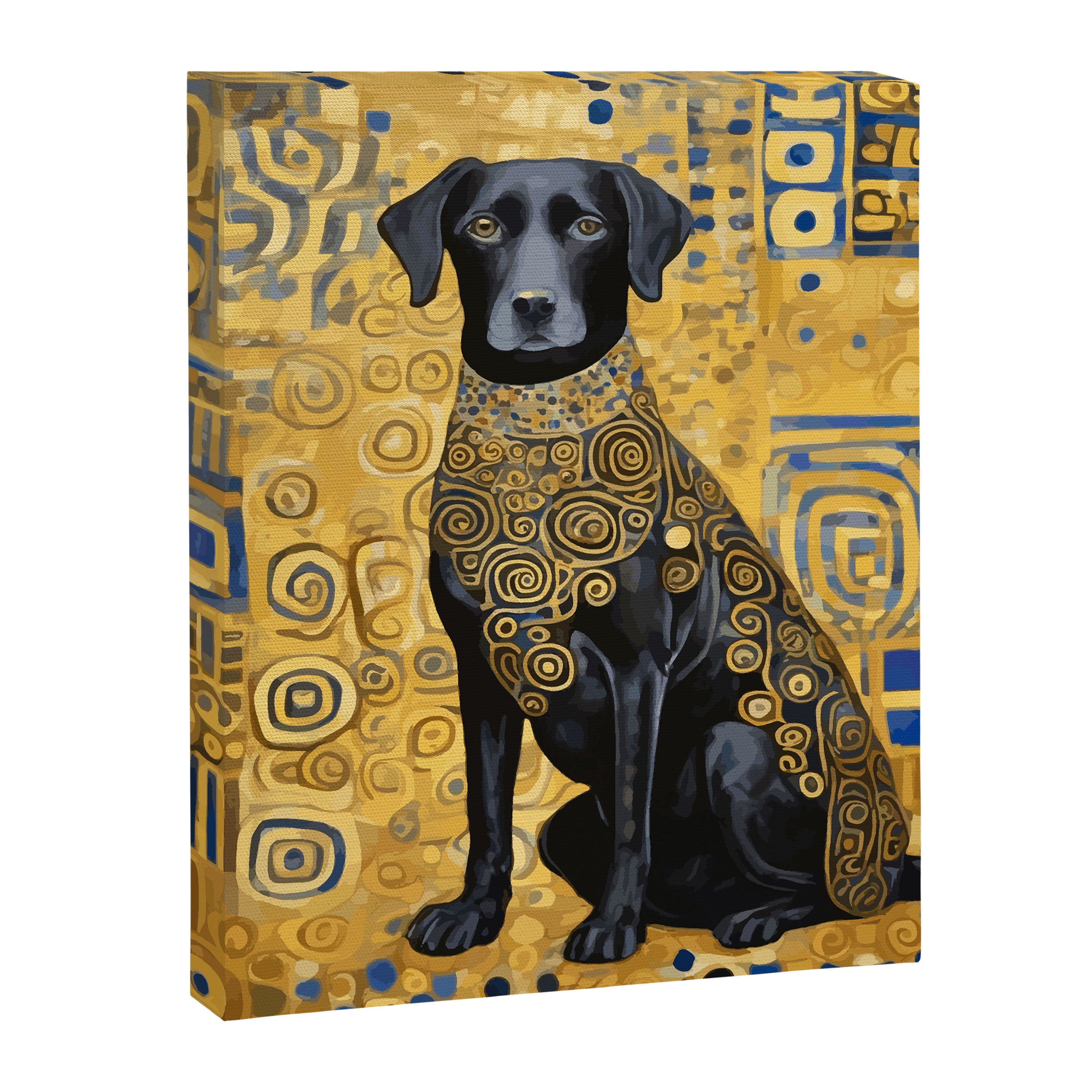 Gustav Klimt Style Dog with Blue and Gold Patterns Canvas Print Gallery Image 8