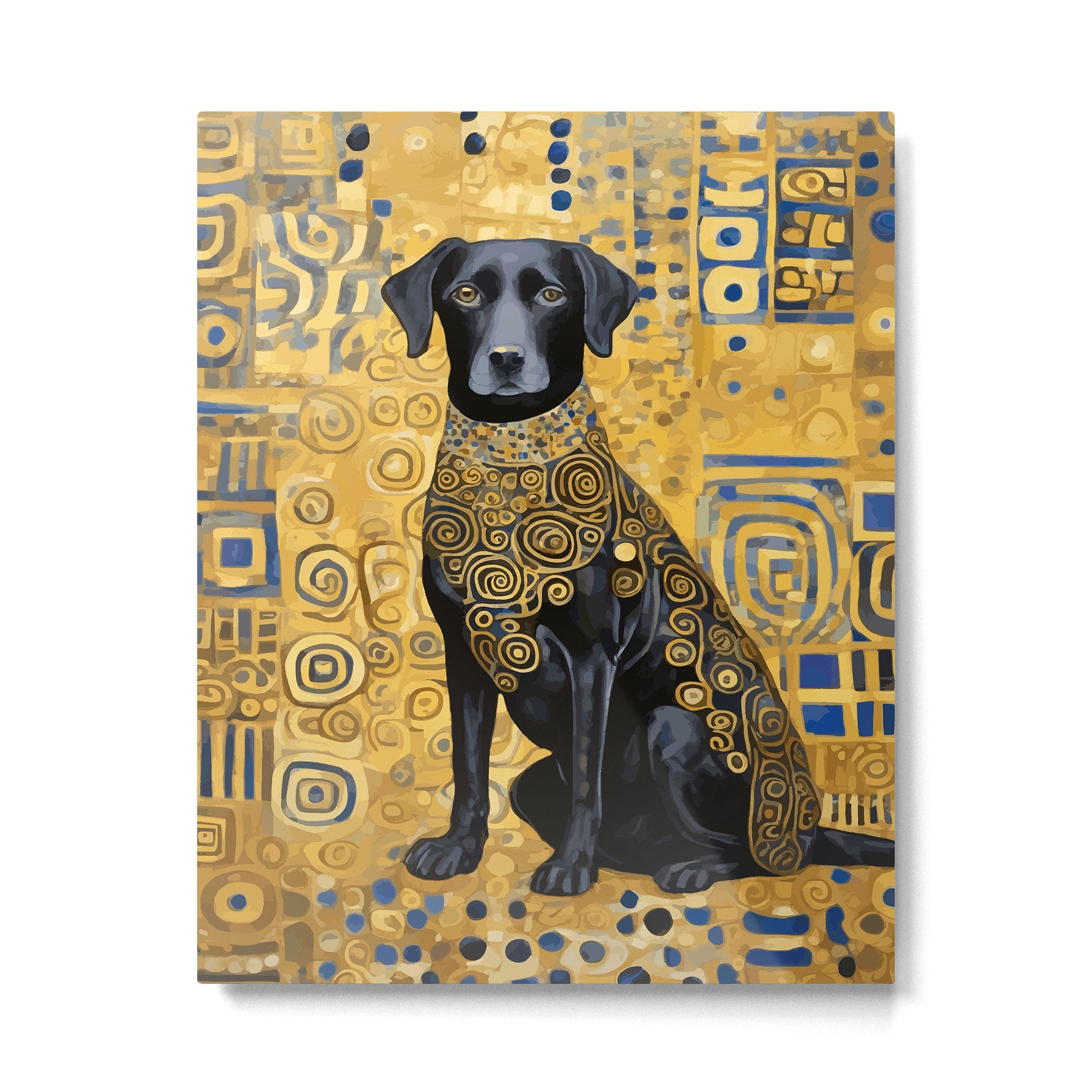 Gustav Klimt Style Dog with Blue and Gold Patterns Metal Print Gallery Image 6