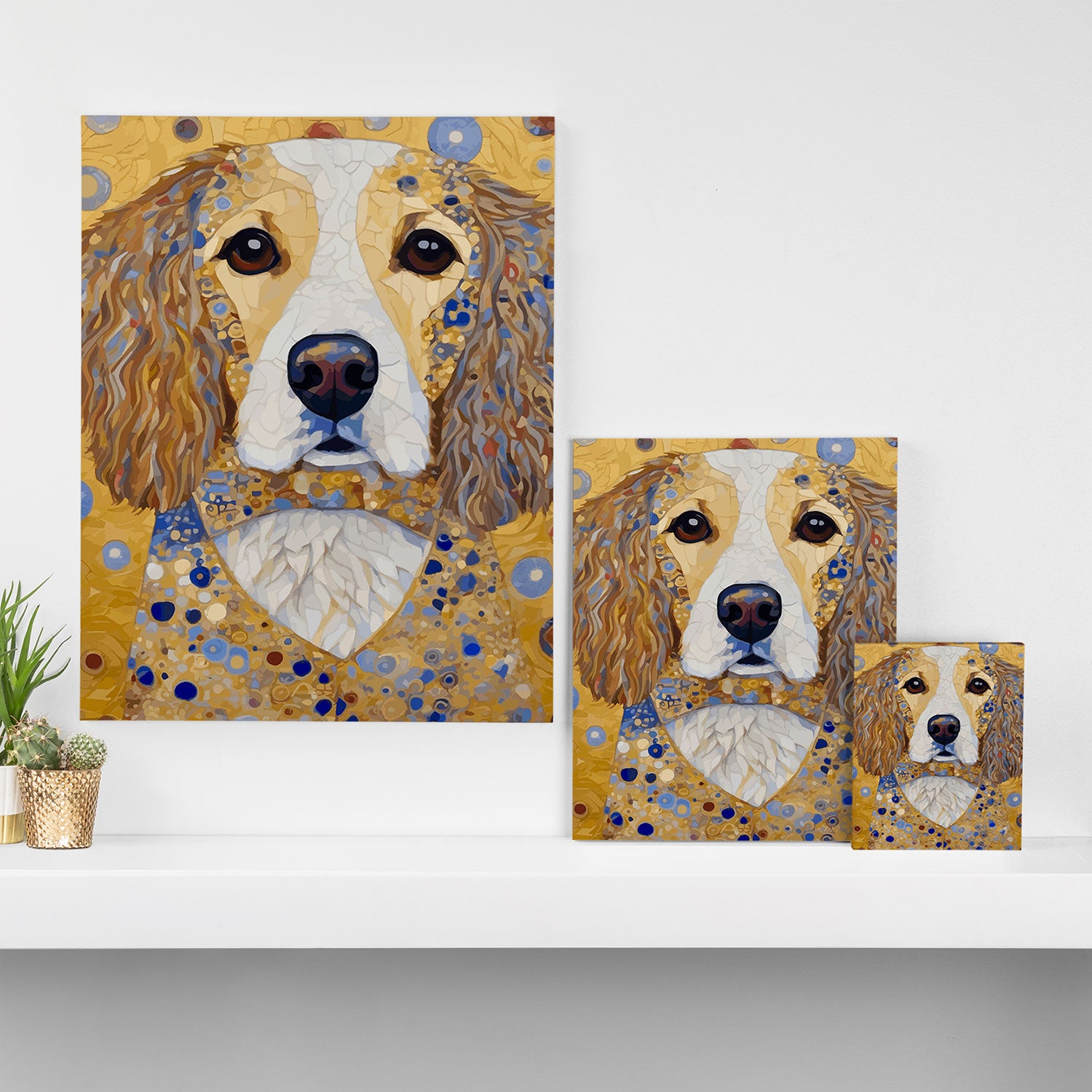 Gustav Klimt Style Dog with Colorful Patterns Canvas Print Gallery Image 3
