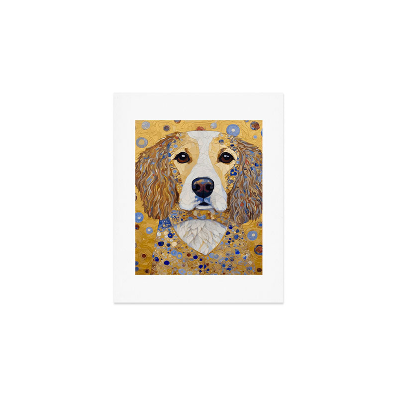 Gustav Klimt Style Dog with Colorful Patterns Art Print Gallery Image 1