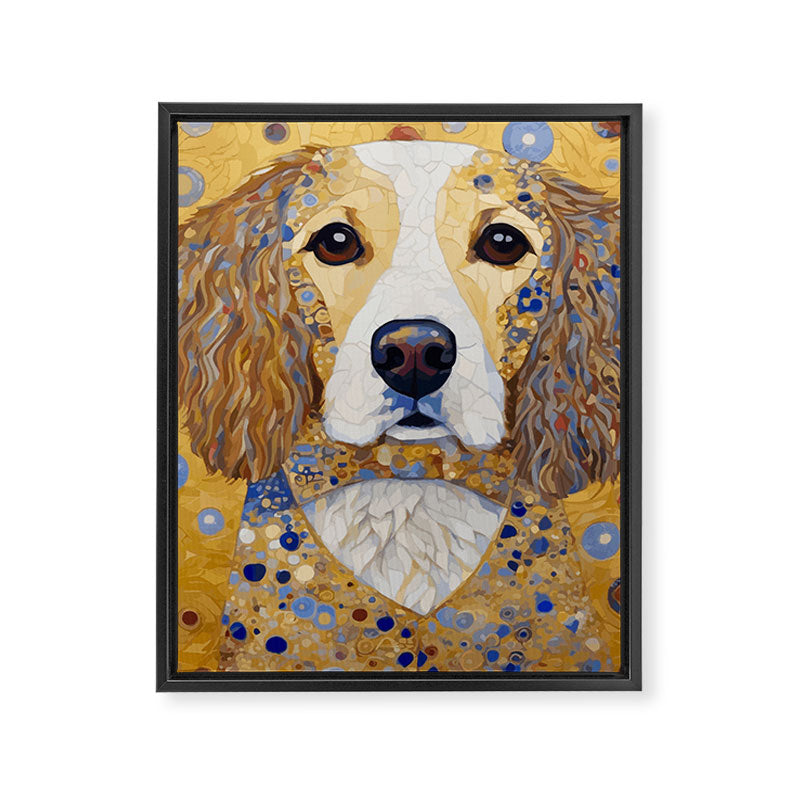 Gustav Klimt Style Dog with Colorful Patterns Framed Canvas Print Gallery Image 8