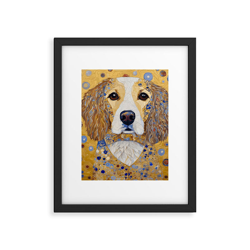 Gustav Klimt Style Dog with Colorful Patterns Framed Art Print Gallery Image 6