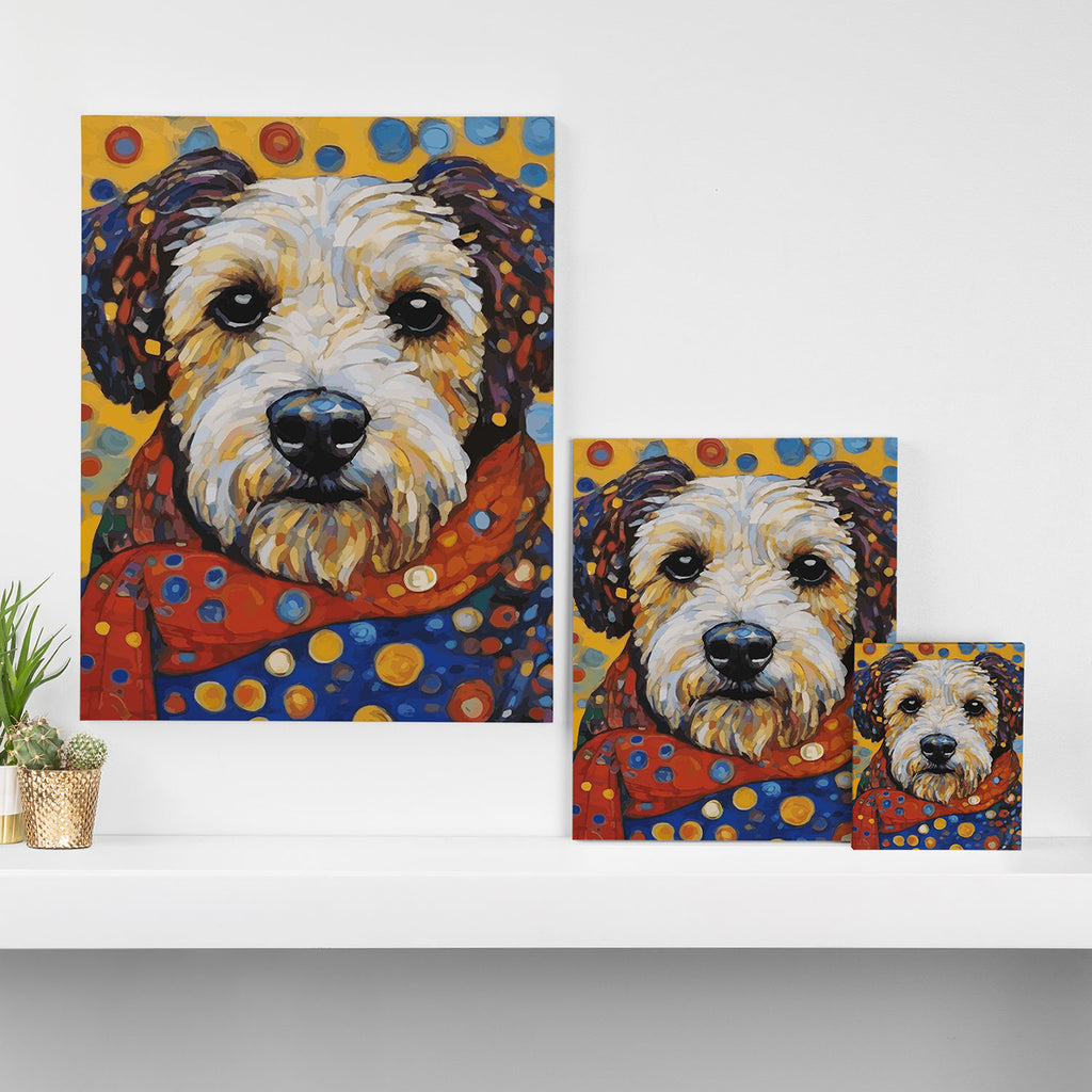 Gustav Klimt Style Dog with Colorful Scarf and Confetti Ears Canvas Print Gallery Image 3